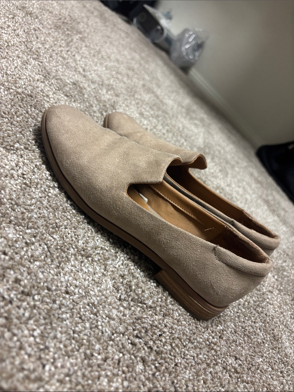 Women's Taupe Suede Slip-On Loafers